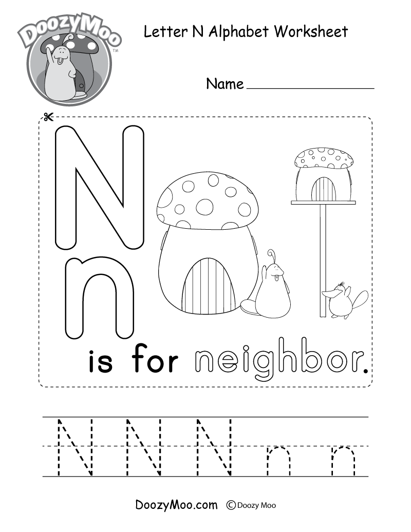 Letter N Alphabet Activity Worksheet - Doozy Moo pertaining to Letter N Worksheets Pdf