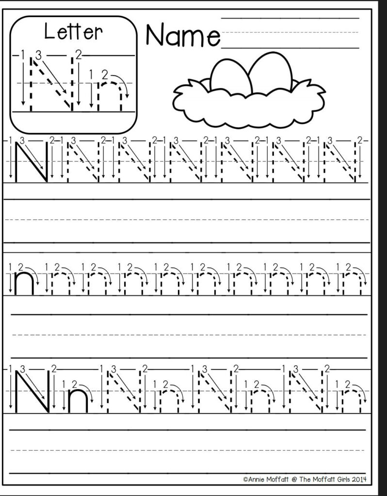 Letter N Worksheet | Letter N Worksheet, Kindergarten For Letter N Tracing Printable