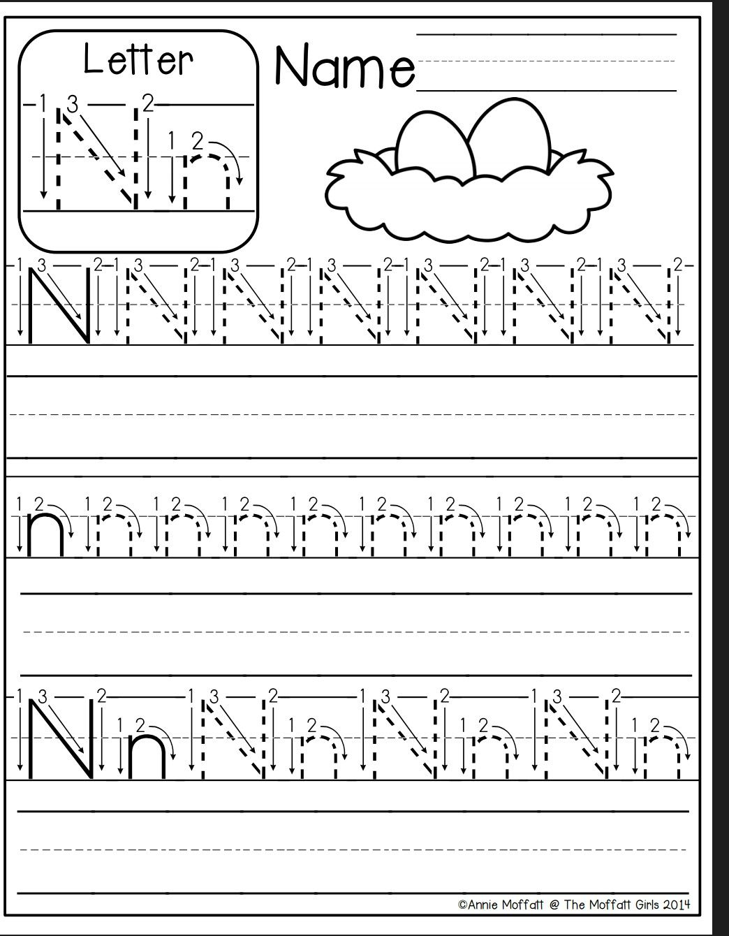 Letter N Worksheet | Letter N Worksheet, Kindergarten for Letter N Tracing Printable