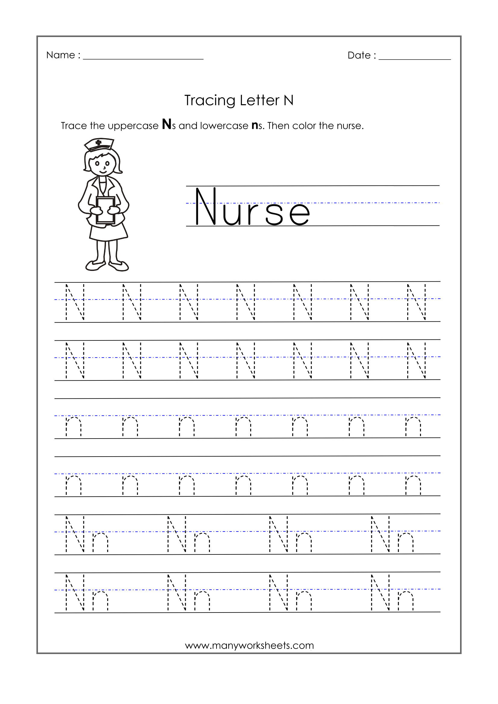 Letter N Worksheets For Kindergarten – Trace Dotted Letters within Letter N Worksheets Pdf