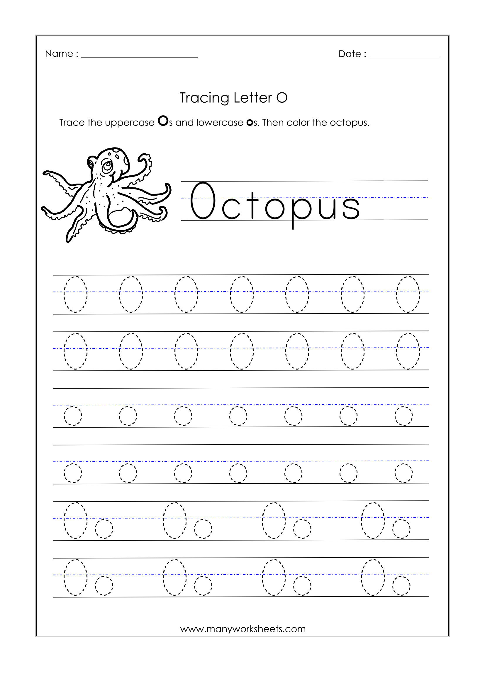 Letter O Worksheets For Kindergarten – Trace Dotted Letters with regard to O Letter Tracing