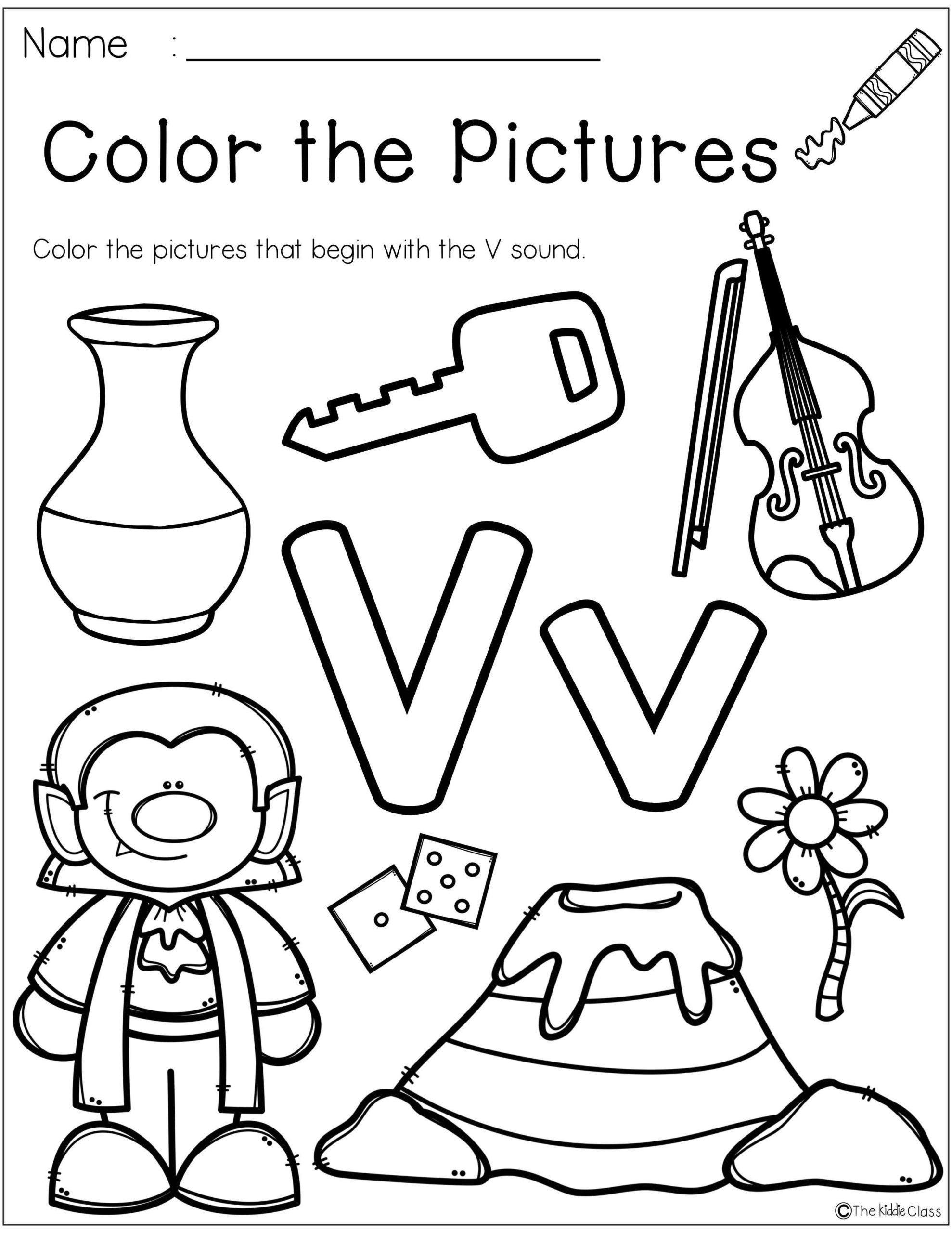 Letter Of The Week Crafts Worksheets For Kindergarten regarding Letter V Worksheets For First Grade