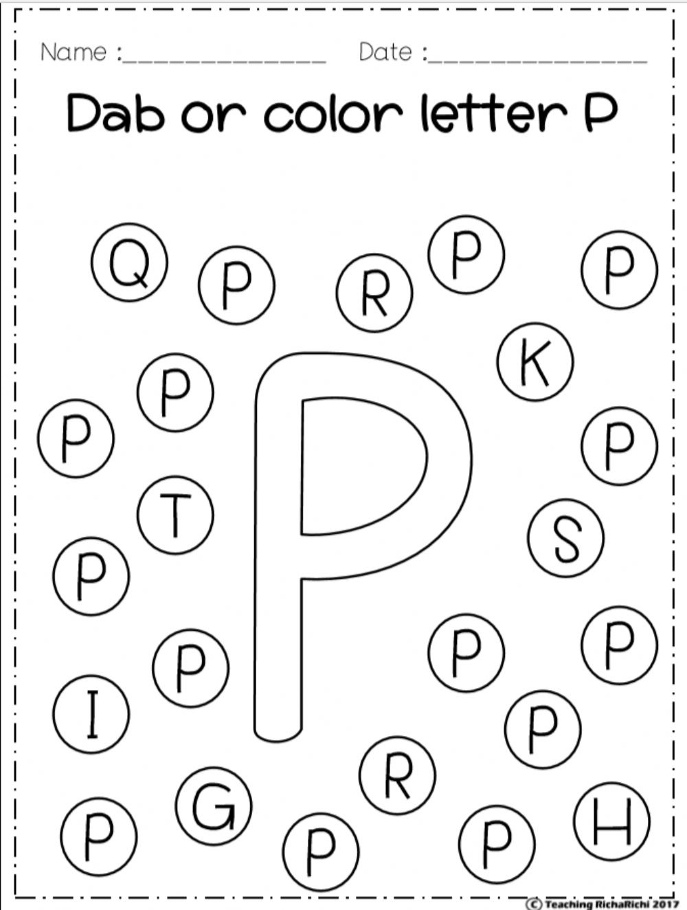 Letter Pp: The Alphabet Worksheet regarding Alphabet Dab Worksheets