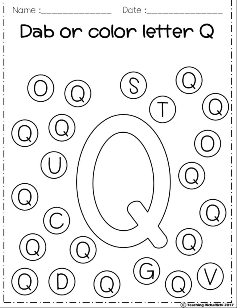 Letter Qq: The Alphabet Worksheet For Alphabet Dab Worksheets