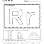 Letter R Coloring Worksheet   Free Kindergarten English Within Alphabet R Worksheets