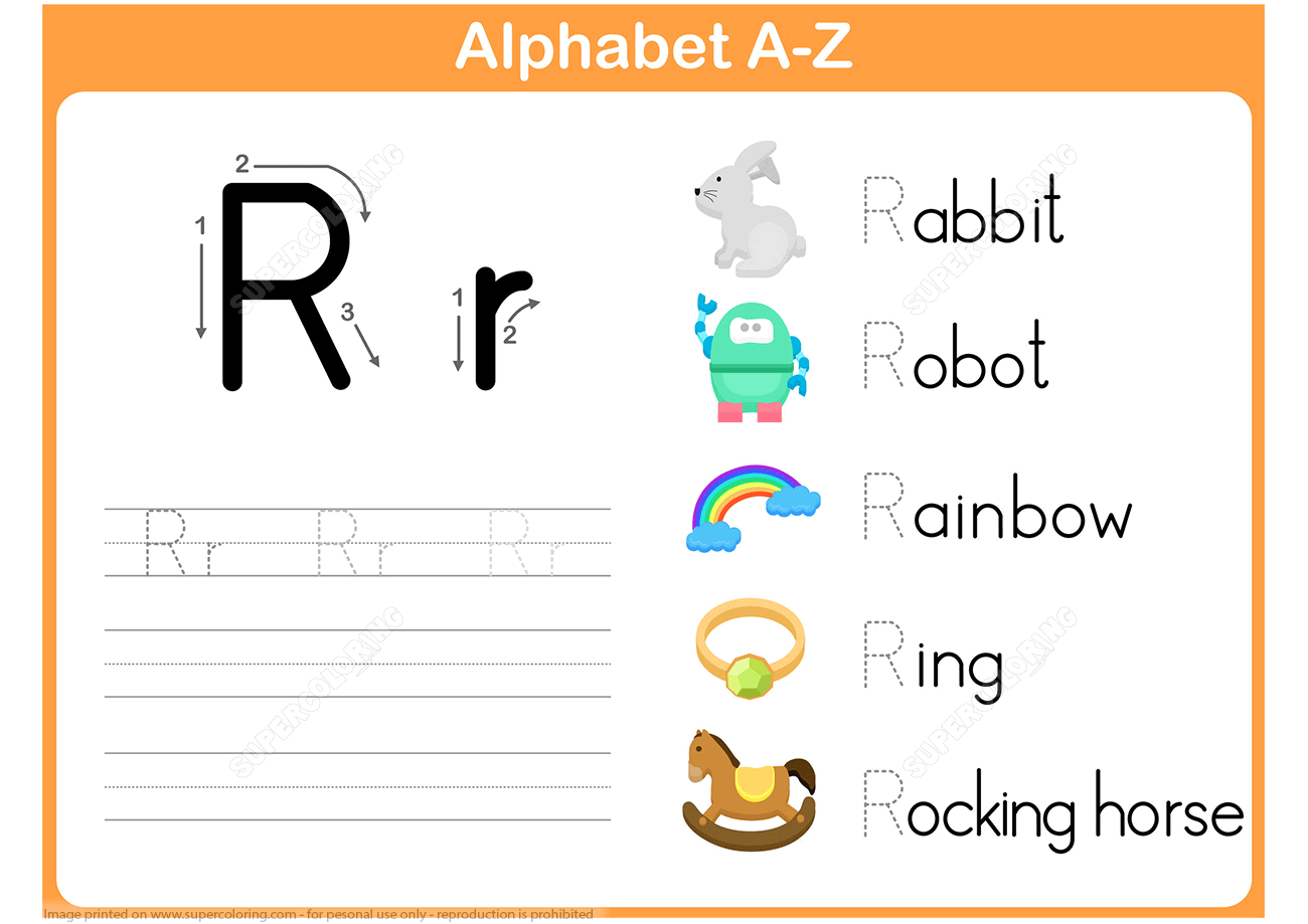 Letter R Tracing Worksheet | Free Printable Puzzle Games