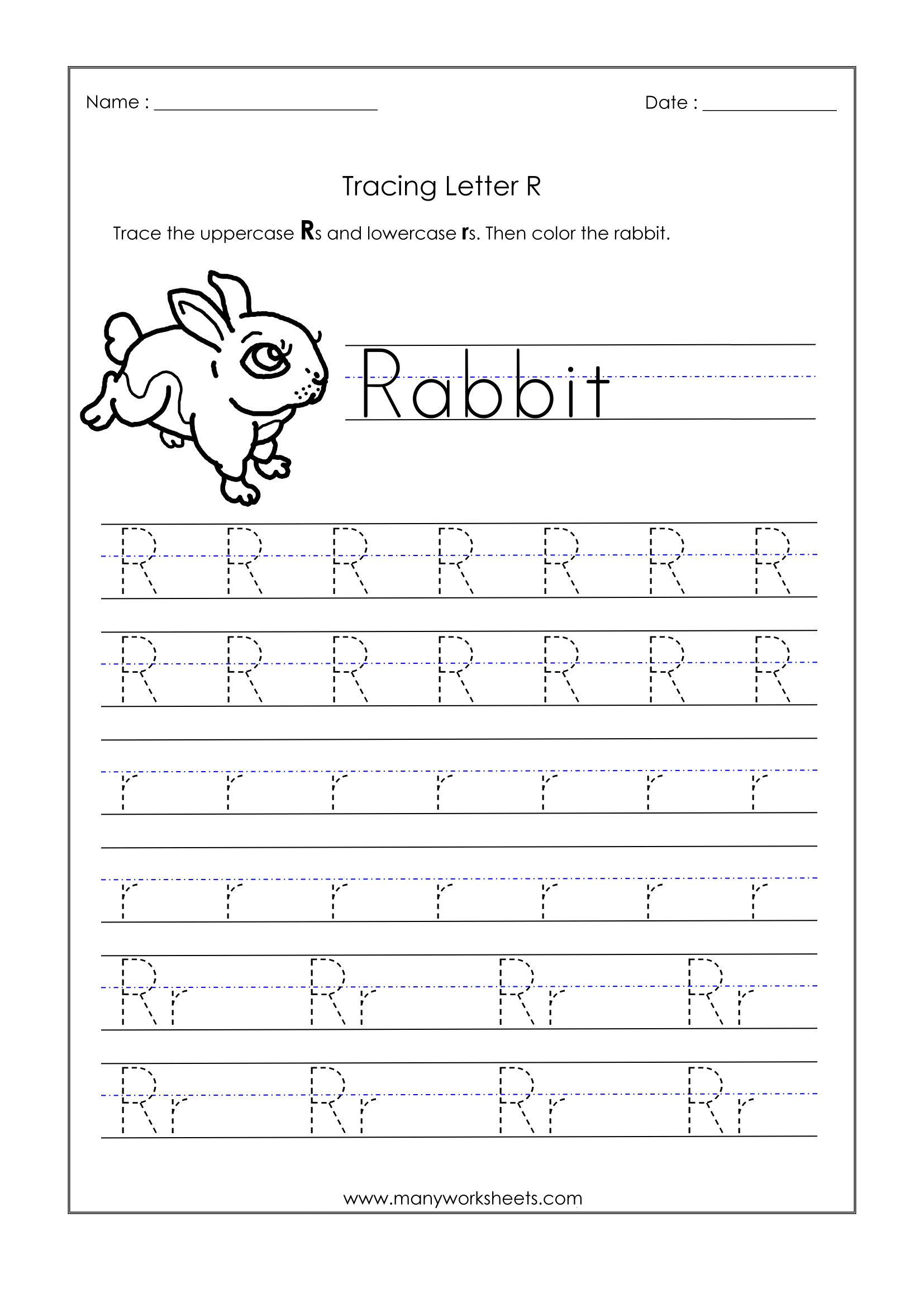 Letter R Worksheets For Kindergarten – Trace Dotted Letters intended for Letter R Tracing Paper