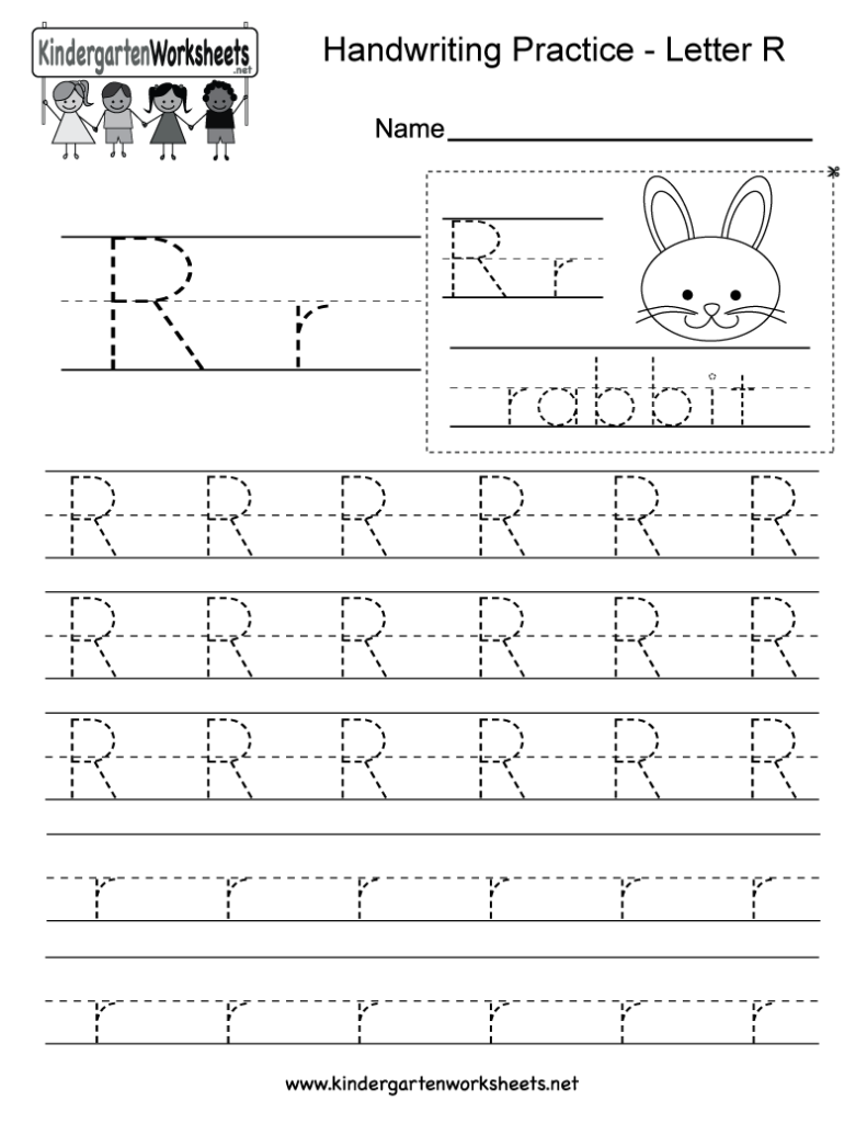 Letter R Writing Practice Worksheet   Free Kindergarten