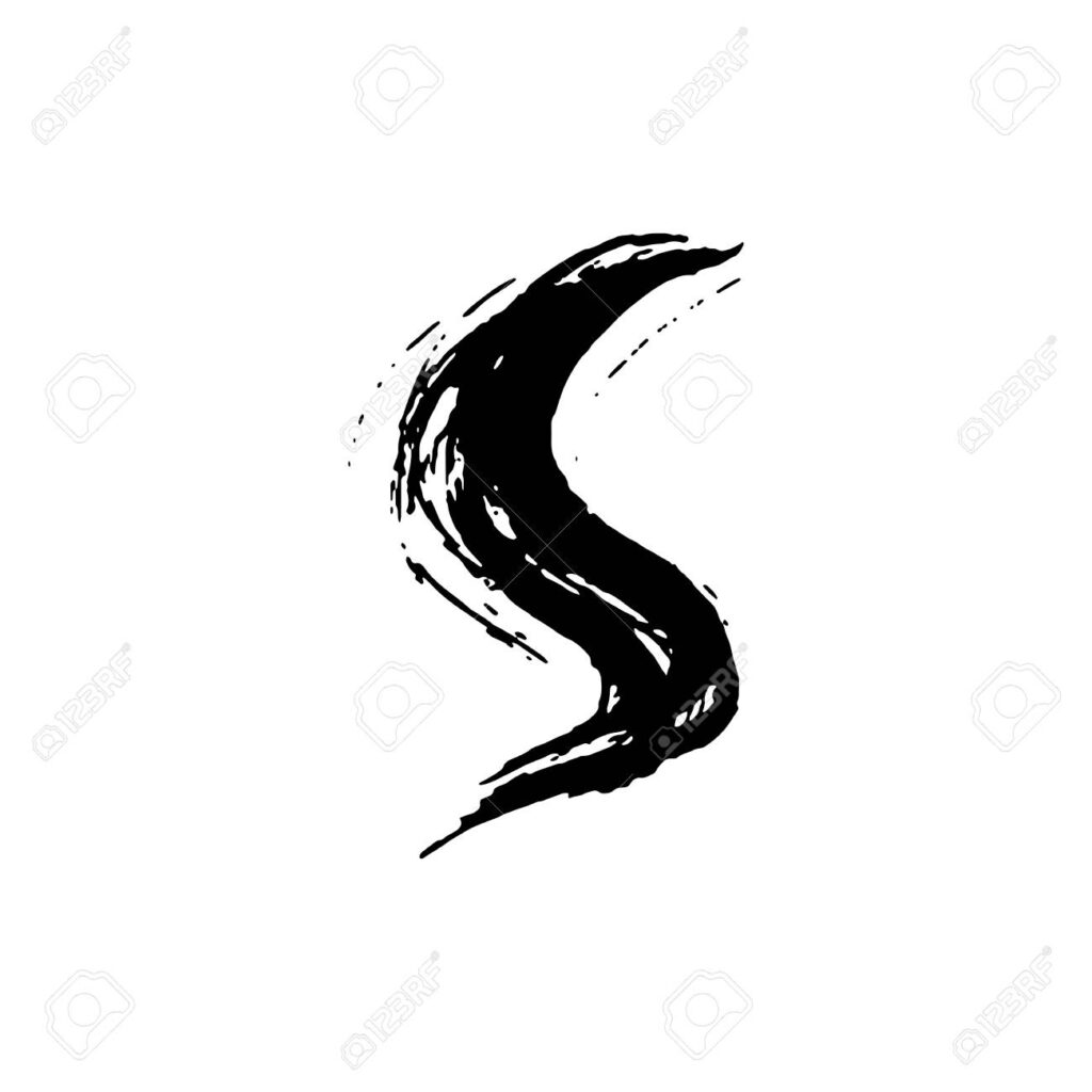 Letter S. Handwrittendry Brush. Rough Strokes Font. Vector..