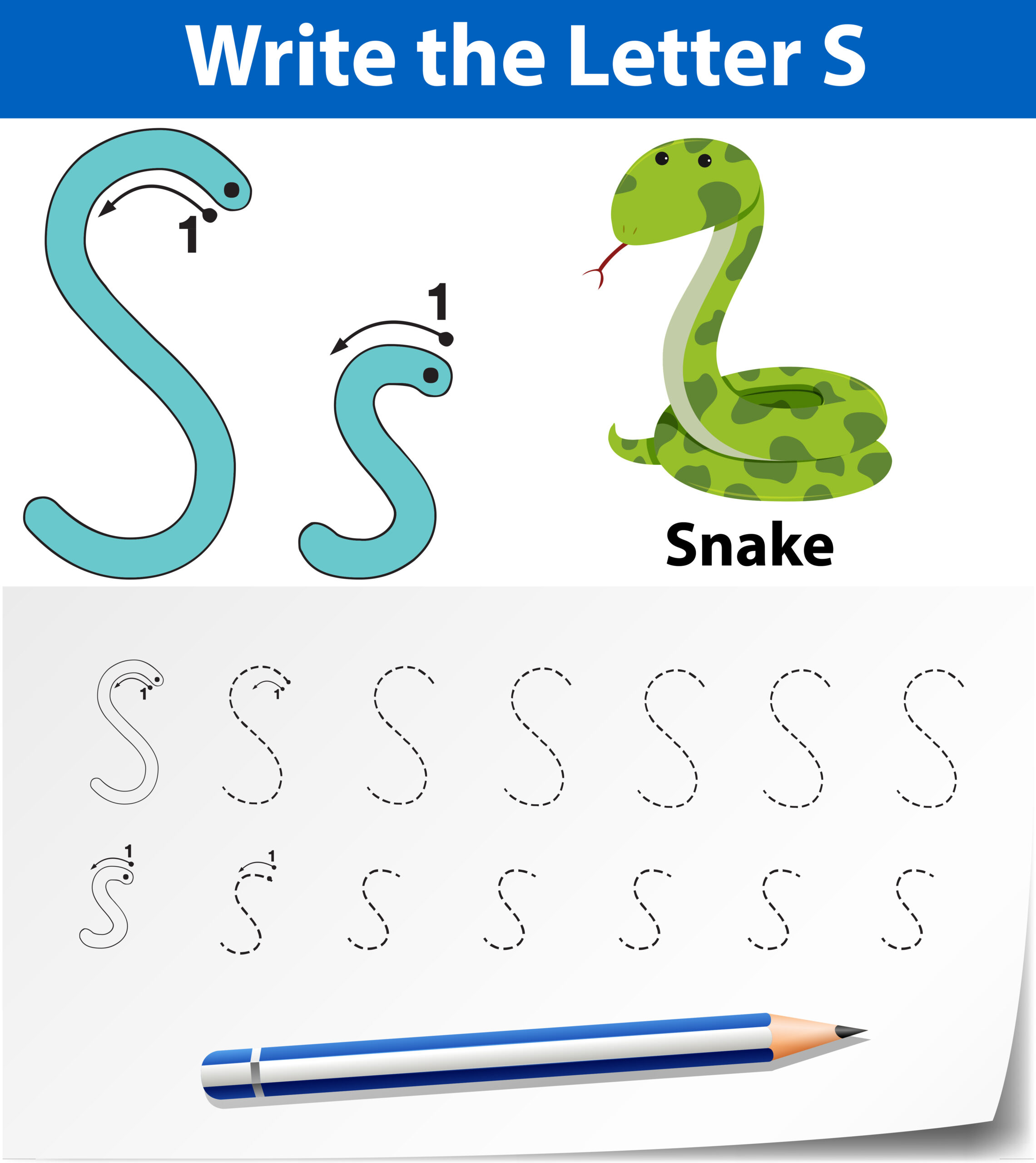 Letter S Tracing Alphabet Worksheets - Download Free Vectors throughout S Letter Tracing