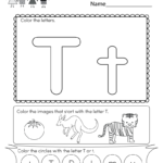 Letter T Coloring Worksheet   Free Kindergarten English Regarding Letter T Worksheets Pdf