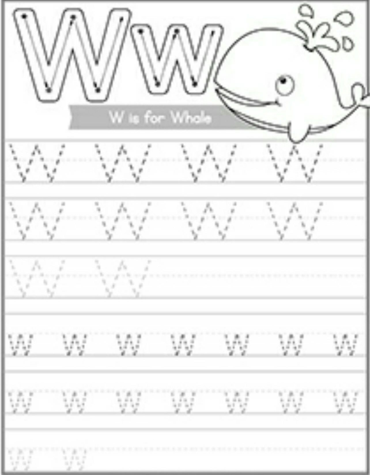 Letter Tracing W Is For Whale | Alphabet Activities in Letter W Tracing Preschool