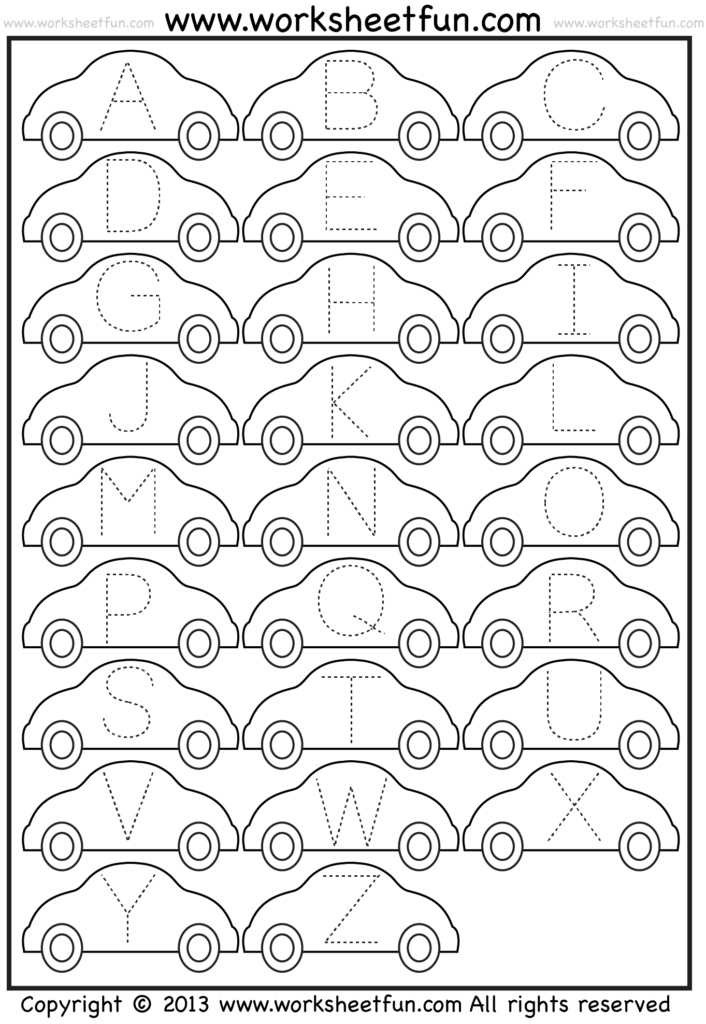 Letter Tracing Worksheet – Car / Free Printable Worksheets