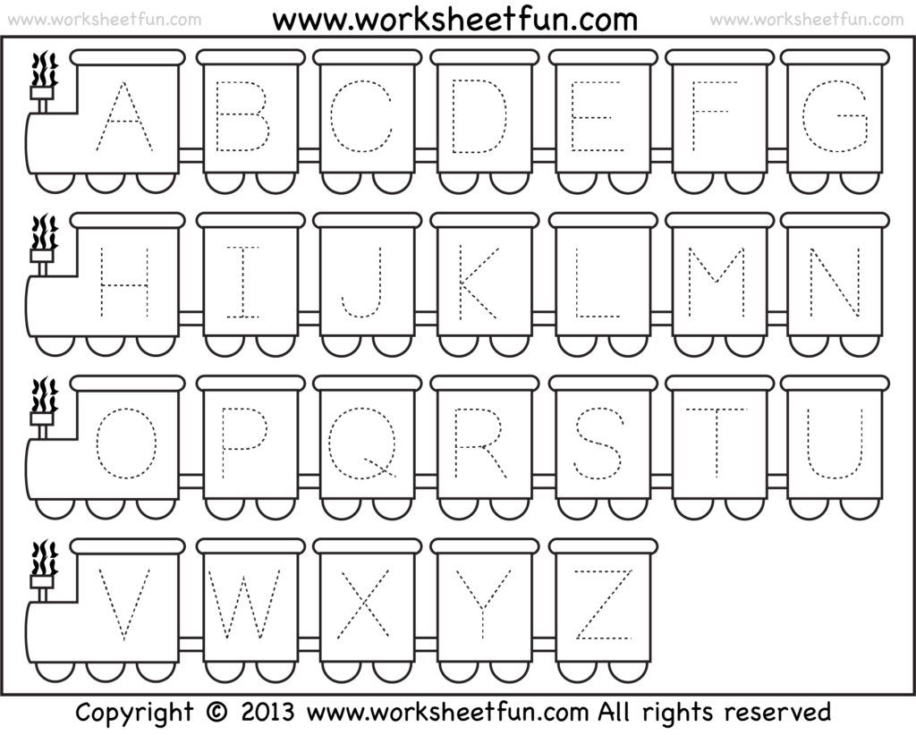 Letter Tracing Worksheet – Train Theme / Free Printable