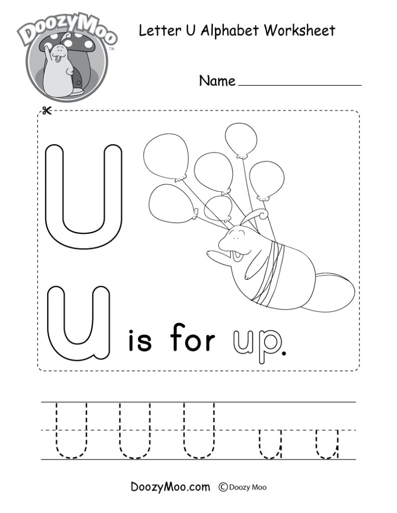 Letter U Alphabet Activity Worksheet   Doozy Moo Throughout Letter U Worksheets For Kindergarten