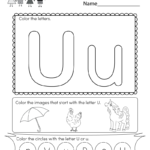 Letter U Coloring Worksheet   Free Kindergarten English With Regard To Alphabet Worksheets Pdf For Kindergarten