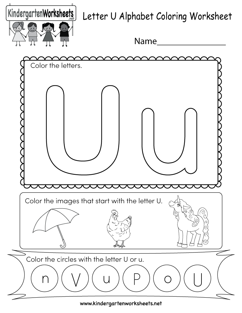 Letter U Coloring Worksheet - Free Kindergarten English with regard to Alphabet Worksheets Pdf For Kindergarten