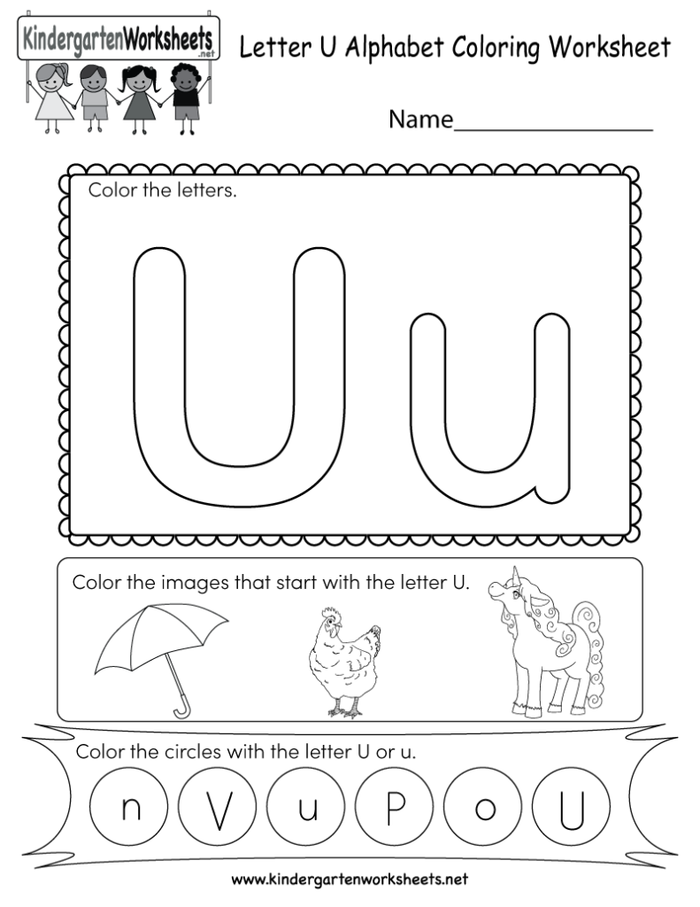 Letter U Coloring Worksheet   Free Kindergarten English With Regard To Letter U Worksheets Free Printable