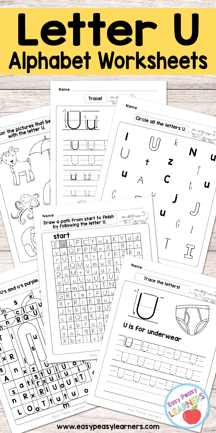 Letter U Worksheets - Alphabet Series - Easy Peasy Learners for Letter U Worksheets For Kindergarten