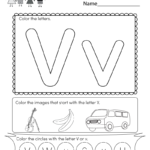 Letter V Coloring Worksheet   Free Kindergarten English With Letter V Worksheets Pdf