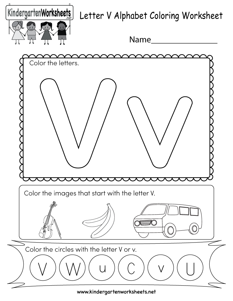 Letter V Coloring Worksheet - Free Kindergarten English with Letter V Worksheets Pdf