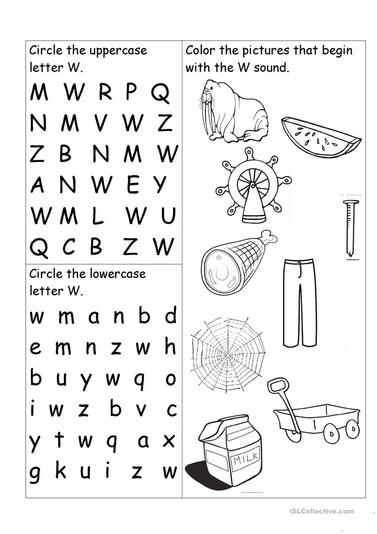 Letter W Worksheet - English Esl Worksheets For Distance intended for Letter W Worksheets For Kindergarten