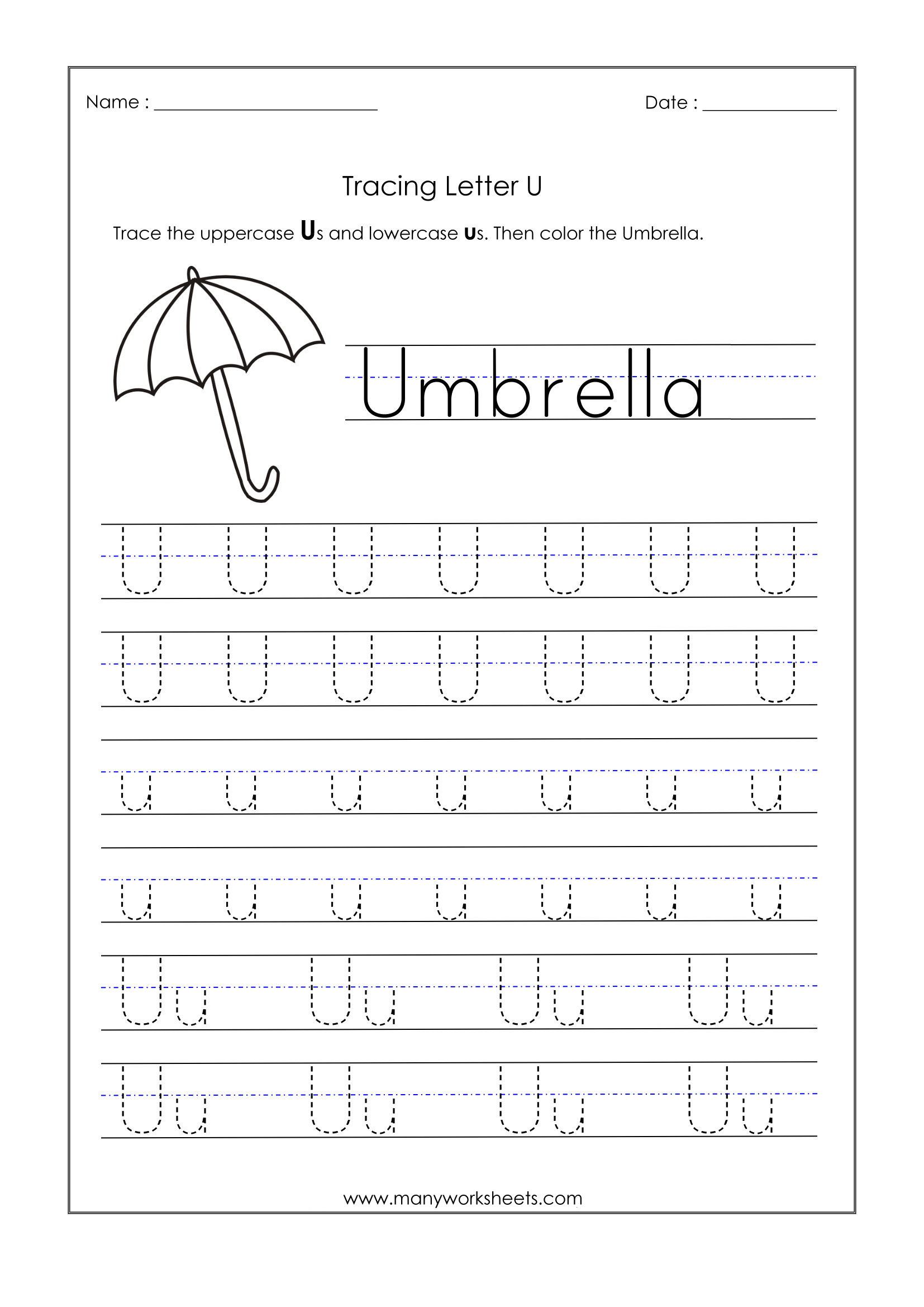 Letter Worksheets For Kindergarten Trace Dotted Letters Pre