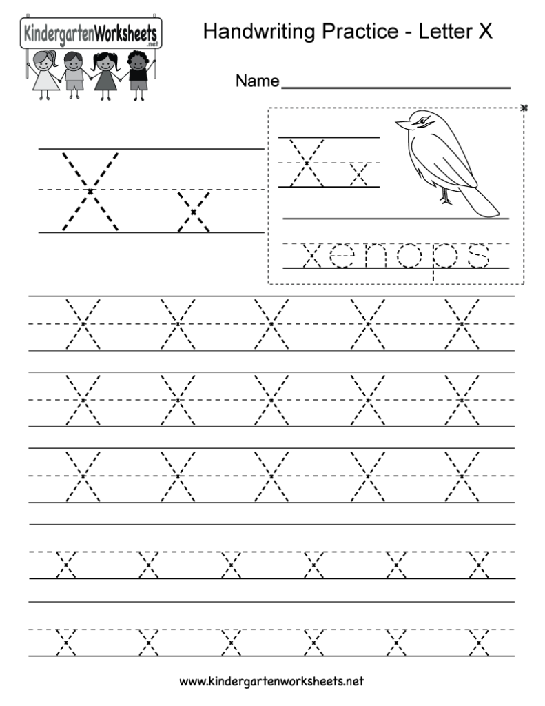 Letter X Writing Practice Worksheet   Free Kindergarten