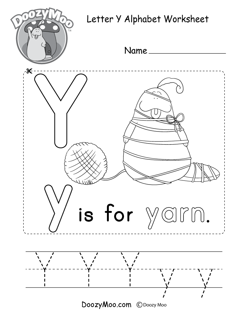 Letter Y Alphabet Activity Worksheet - Doozy Moo pertaining to Letter Y Tracing Page