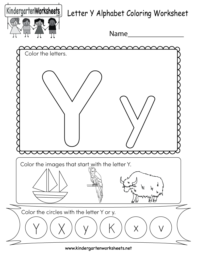 Letter Y Coloring Worksheet - Free Kindergarten English intended for Y Letter Worksheets