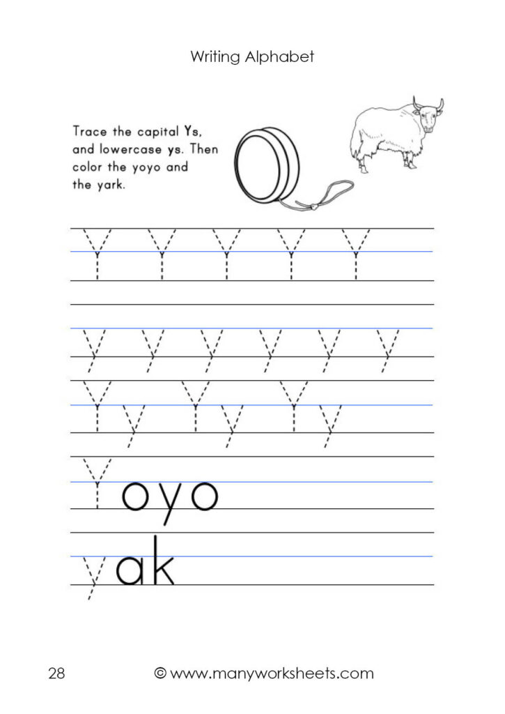 Letter Y Tracing Worksheets Preschool Regarding Letter Y Worksheets For Kindergarten