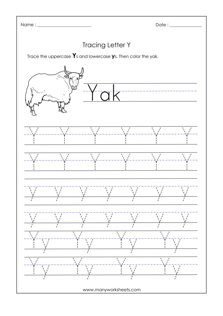 Letter Y Worksheets For Kindergarten – Trace Dotted Letters