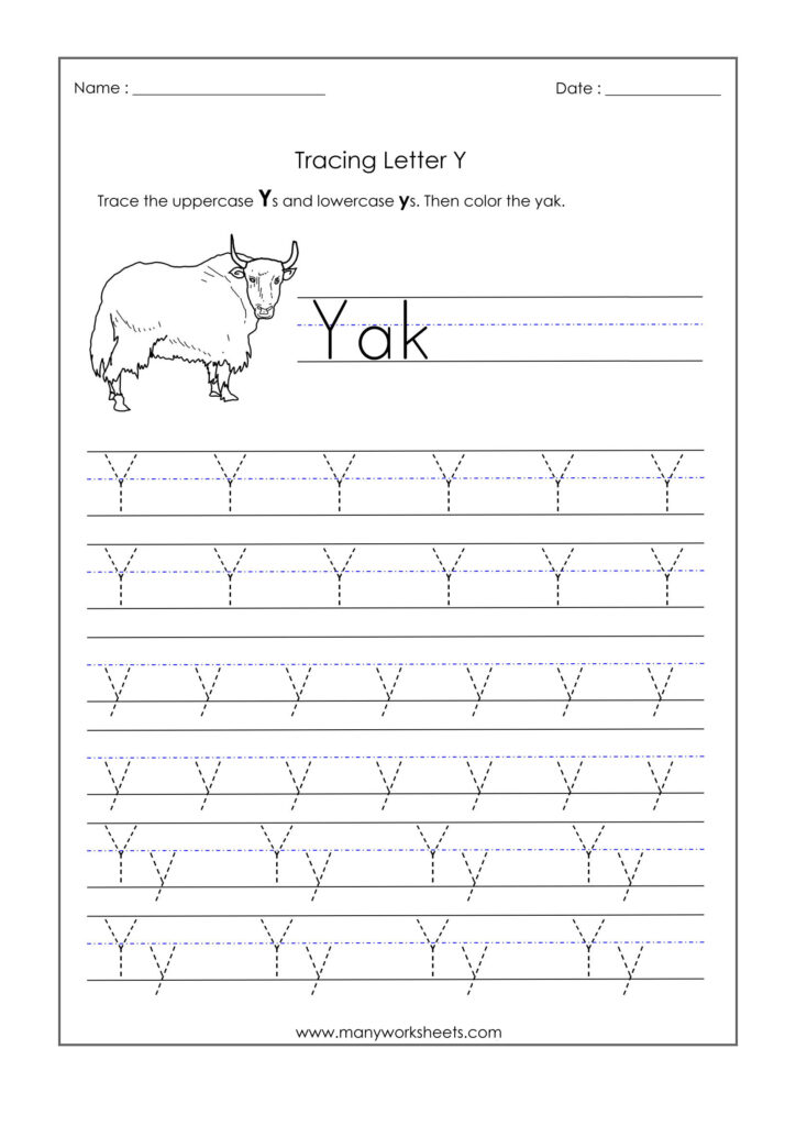 Letter Y Worksheets For Kindergarten – Trace Dotted Letters Intended For Letter Y Worksheets For Kindergarten