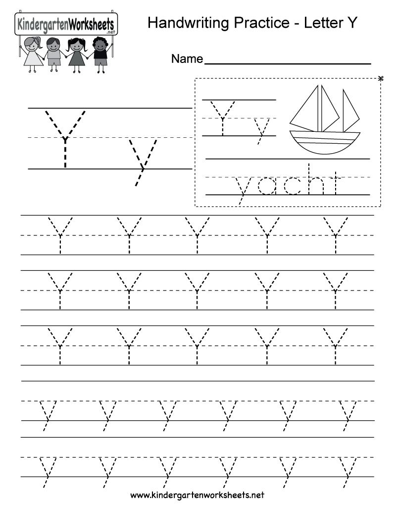 Letter Y Writing Practice Worksheet For Kindergarteners. You for Letter Y Tracing Page