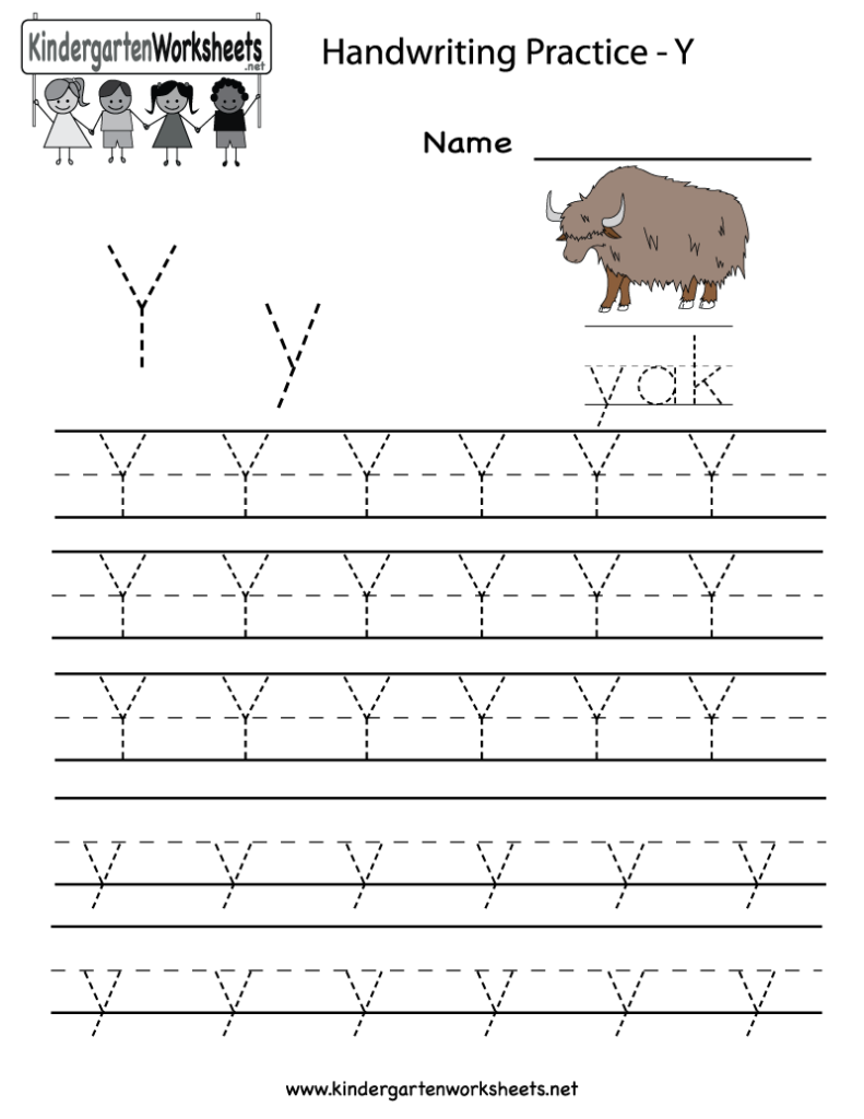 Letter Y Writing Practice Worksheet   Free Kindergarten