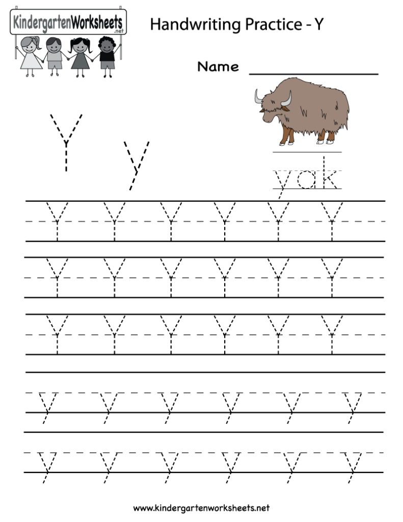 Letter Y Writing Practice Worksheet   Free Kindergarten Throughout Letter Y Worksheets For Preschool