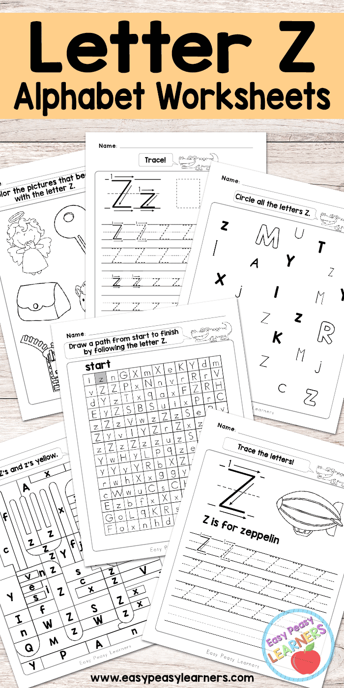 Letter Z Worksheets - Alphabet Series - Easy Peasy Learners throughout Z Letter Worksheets