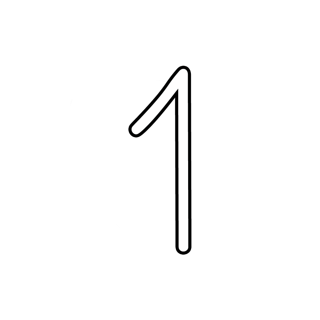 Letters And Numbers   Number 1 (One) Cursive