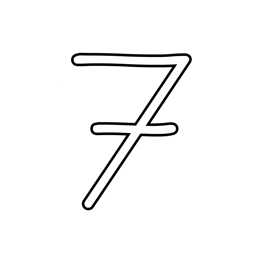 Letters And Numbers - Number 7 (Seven) Cursive