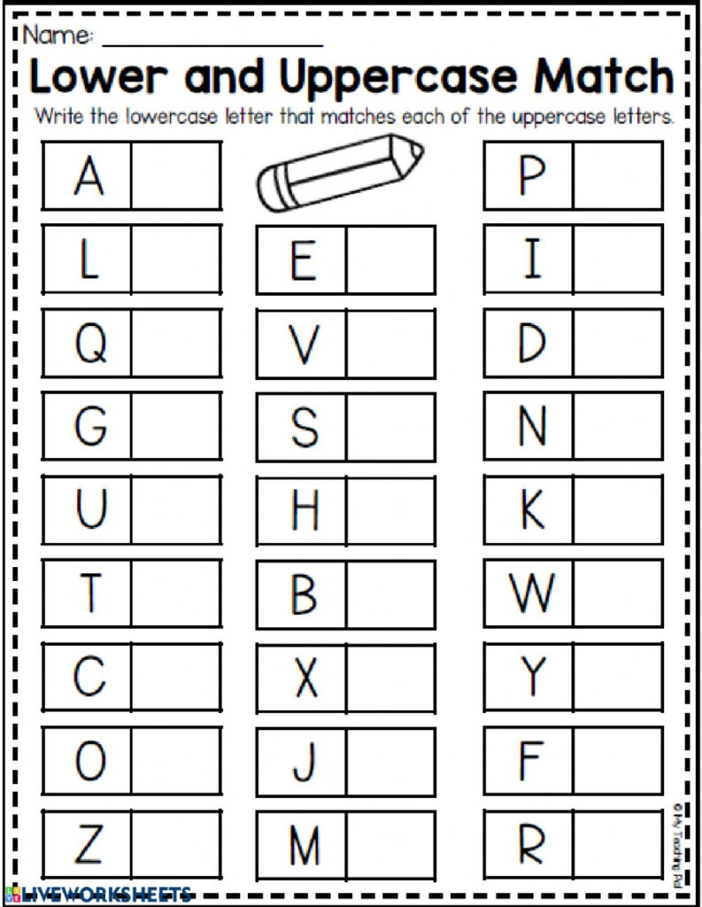 Lower And Uppercase Match   Interactive Worksheet Regarding Alphabet Matching Worksheets Pdf