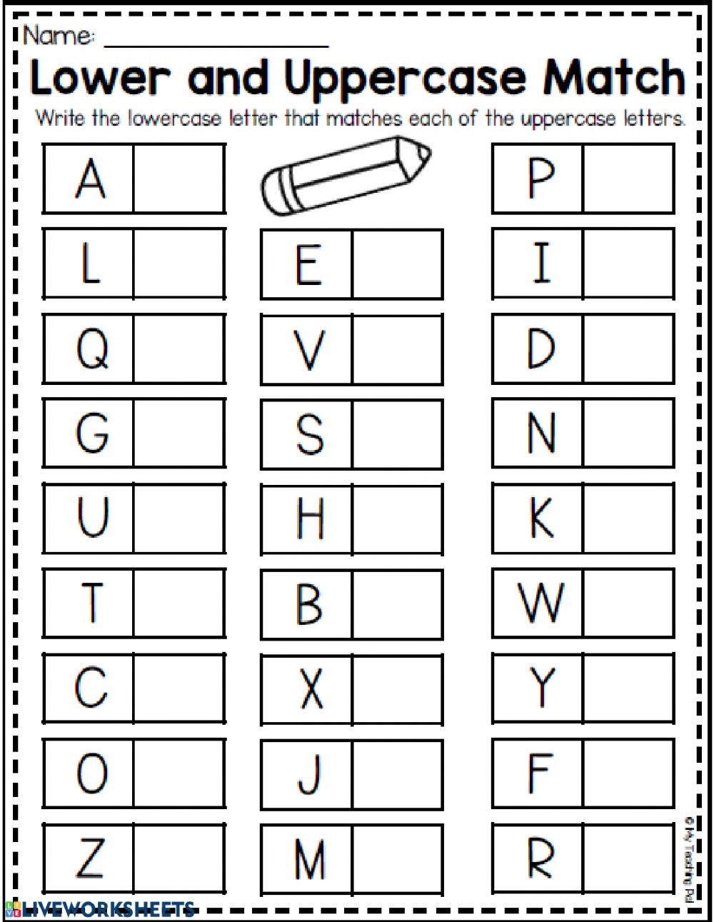 Lower And Uppercase Match - Interactive Worksheet regarding Alphabet Matching Worksheets Pdf