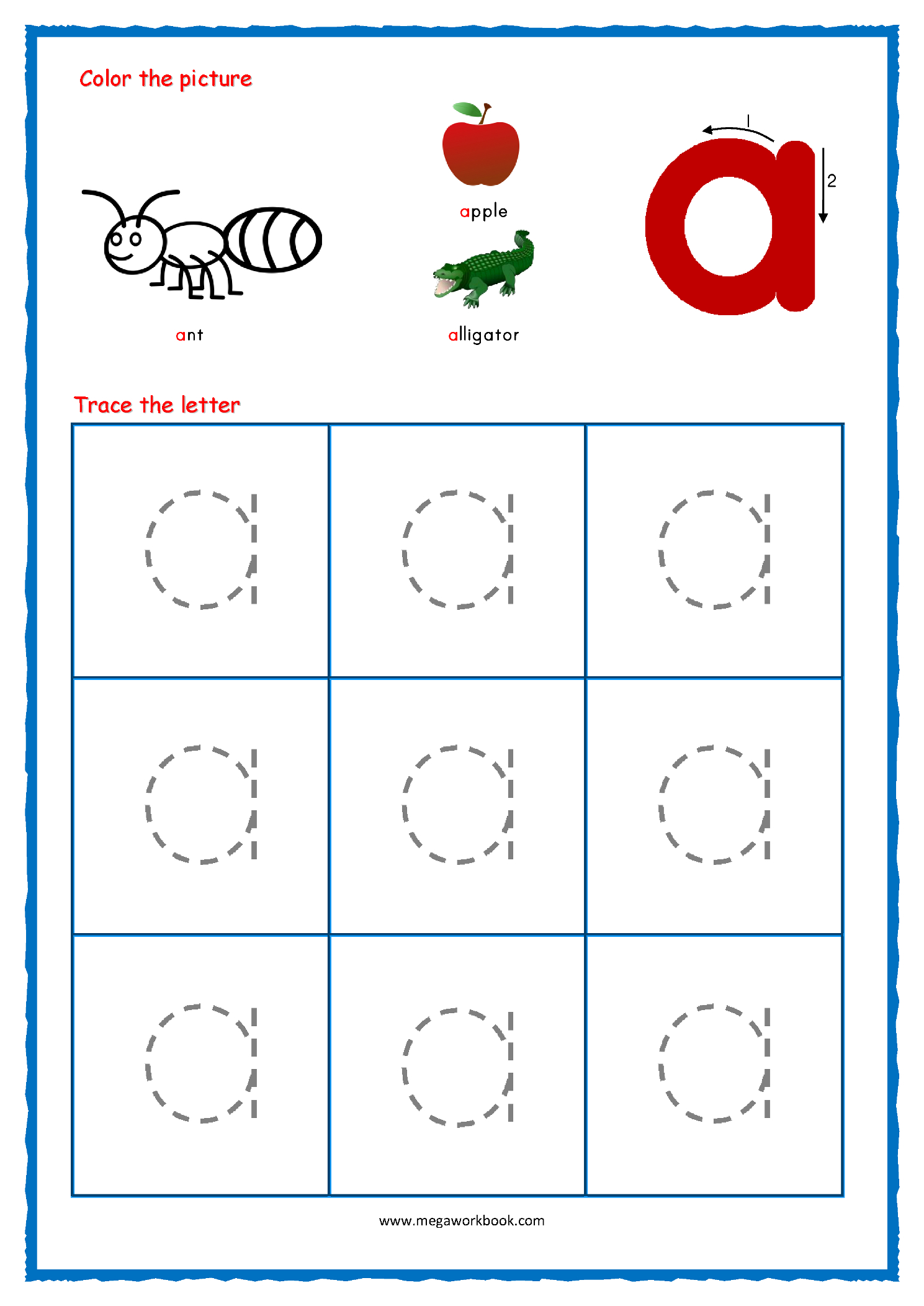 Lower Case A Worksheet