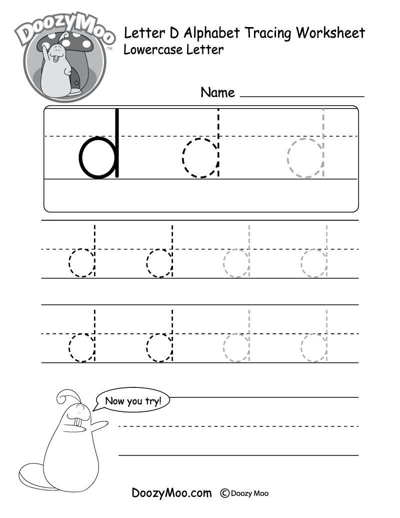 Lowercase Letter &amp;quot;d&amp;quot; Tracing Worksheet - Doozy Moo intended for D Letter Tracing