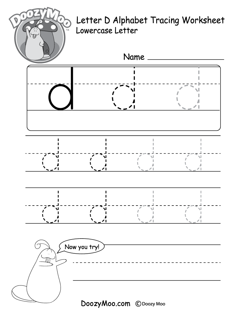 Lowercase Letter &amp;quot;d&amp;quot; Tracing Worksheet - Doozy Moo with Alphabet D Tracing