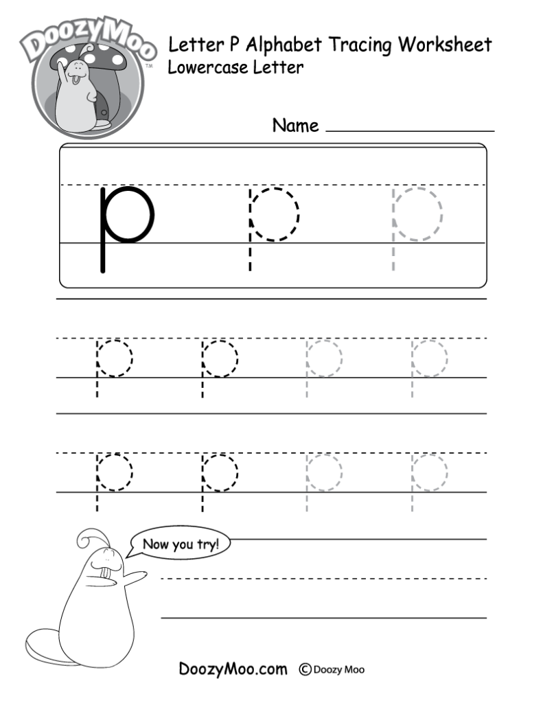 Lowercase Letter "p" Tracing Worksheet Doozy Moo Lowercase Letter "p" Tracing Worksheet Doozy Moo