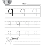 Lowercase Letter "q" Tracing Worksheet   Doozy Moo
