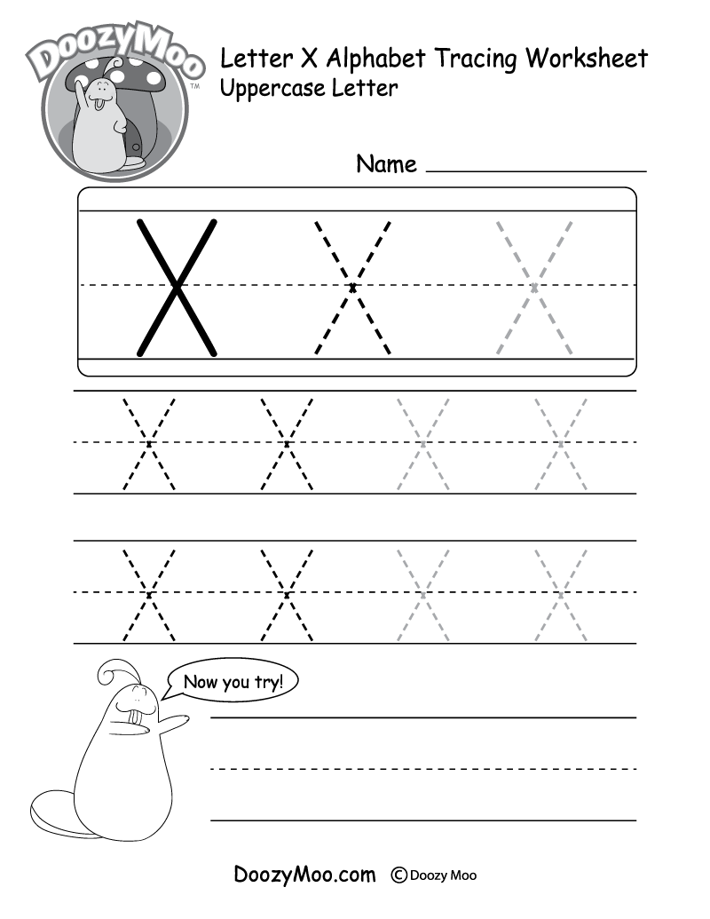 Lowercase Letter &quot;x&quot; Tracing Worksheet - Doozy Moo