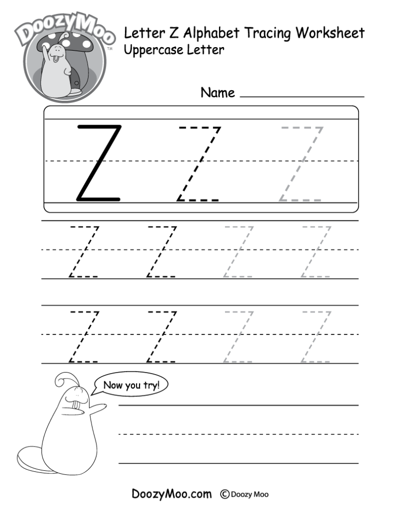 Lowercase Letter "z" Tracing Worksheet Doozy Moo Lowercase Letter "z" Tracing Worksheet Doozy Moo
