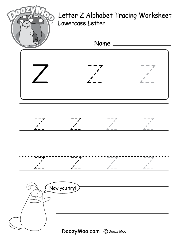 Lowercase Letter &amp;quot;z&amp;quot; Tracing Worksheet - Doozy Moo for Name Tracing Worksheets A To Z