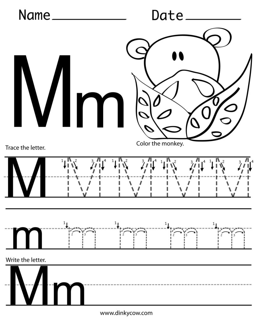 M Free Handwriting Worksheet Print 2,375×2,987 Pixels